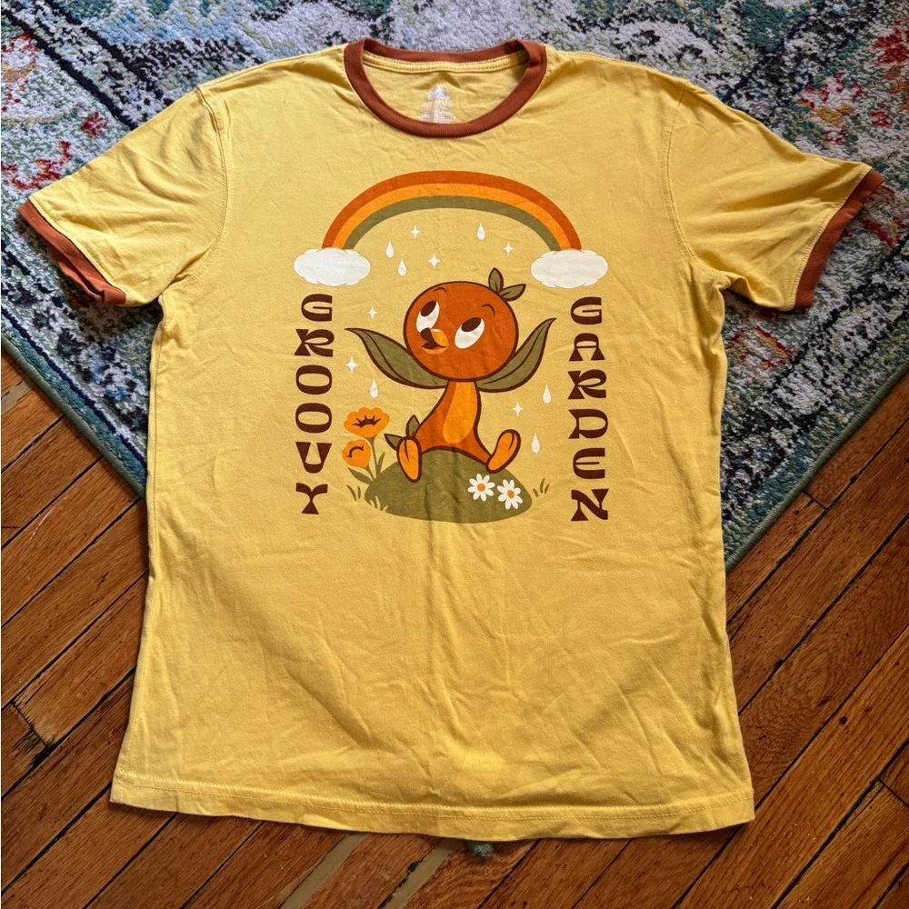 Yellow Orange Bird Groovy Garden T-Shirt 🍊 - Picture 3 of 6